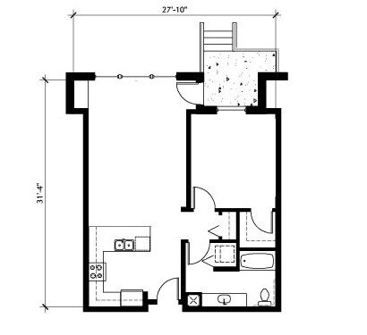 1BR/1BA - The Vaux