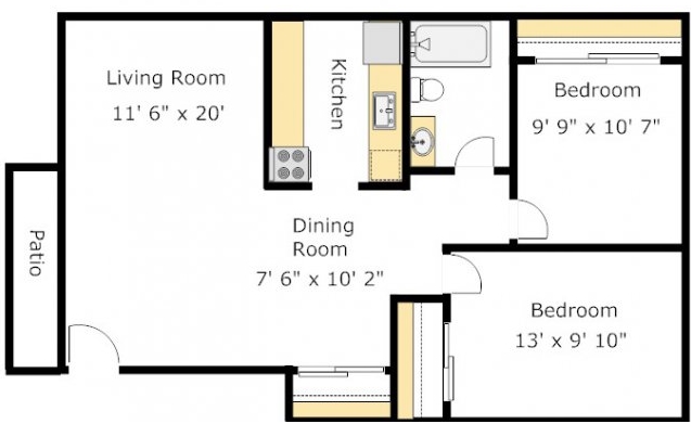 2BR/1BA - Arbor Chase