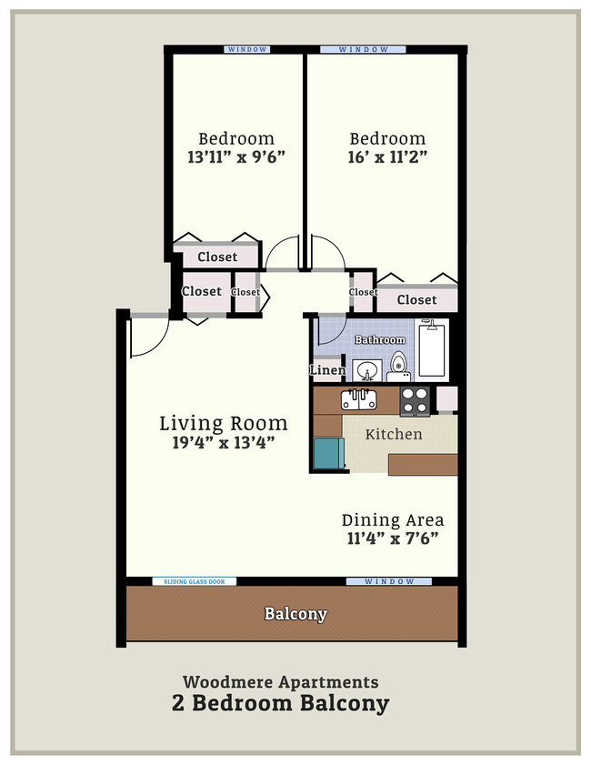 Two Bedroom Balcony - Woodmere Apartments