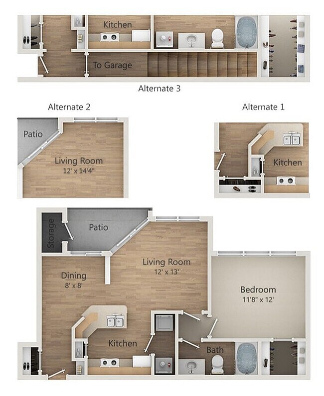 655 square foot one bedroom one bath apartment floor plan in Austin, TX - Alister Sunset Valley