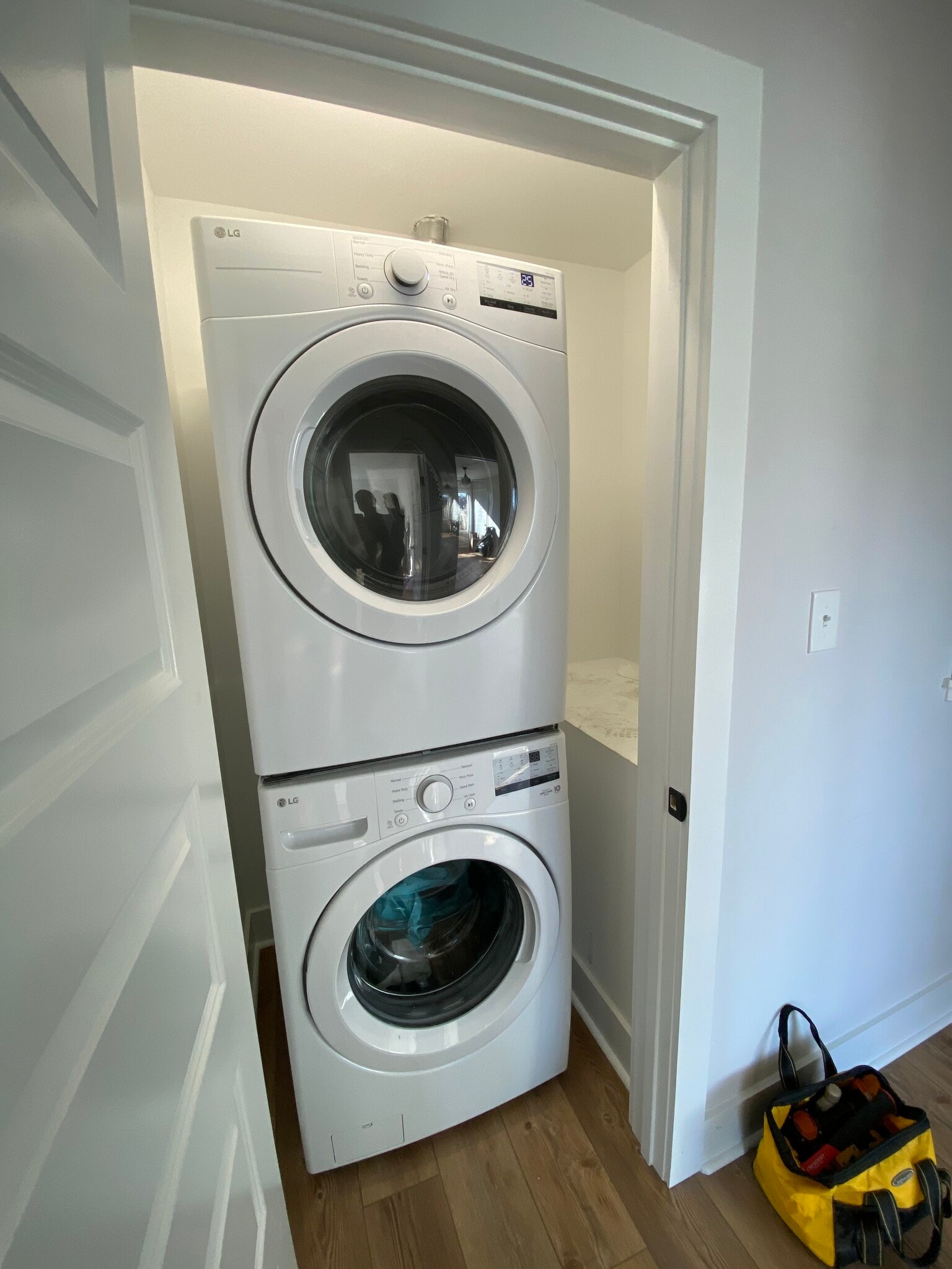 Stacking washer and dryer located upstairs - 157 Allure Dr