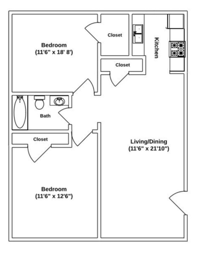 Burmingham Floor Plan - Kensington Park Apartments