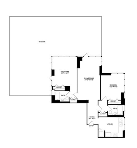 Two Bedroom Two Bath (1114 SF) - 800 Sixth Apartments