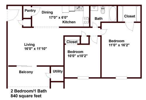 2BR/1BA - Stratford Apartments