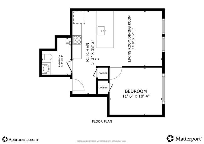 1BR, 1BA - 500SF - 187 Pearl St
