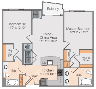 2BR/2BA - The Galaxy Apartments