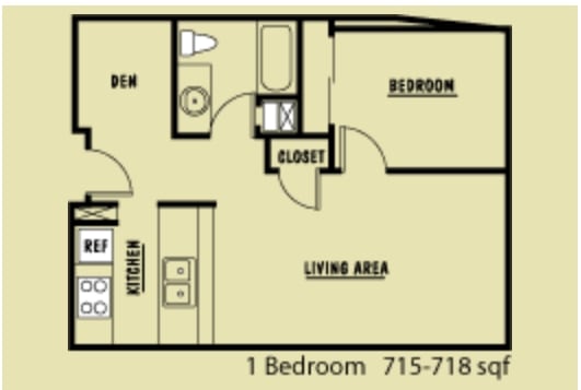 1BR/1BA w/Den - Stewart Court Apartments