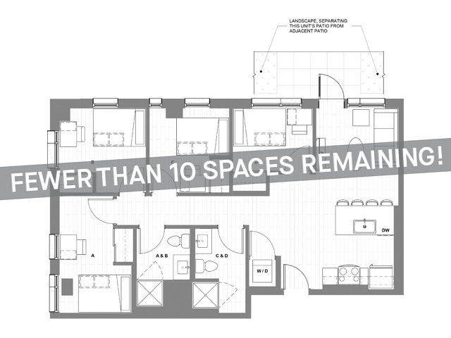 4x2 Courtyard - Fewer than 10 Spaces Remaining! - HERE Seattle Student Apartments