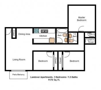3BR/1.5BA - Landover Apartments