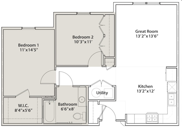 2BR/1BA - Thornbury Pointe Senior Apartment Homes