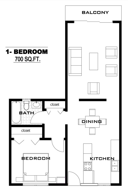 1BR/1BA - Country Club Apartments