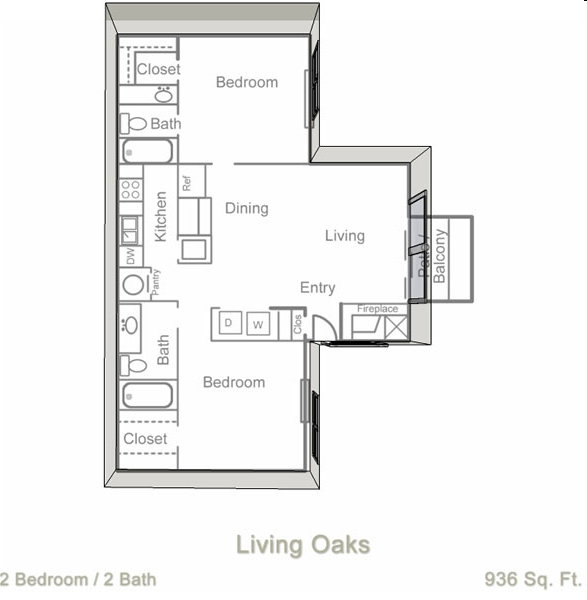 2BR/2BA - Living Oaks Apartments