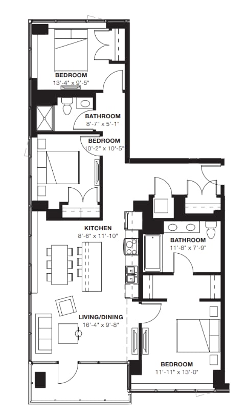 3A-3 Bed - E2 Apartments