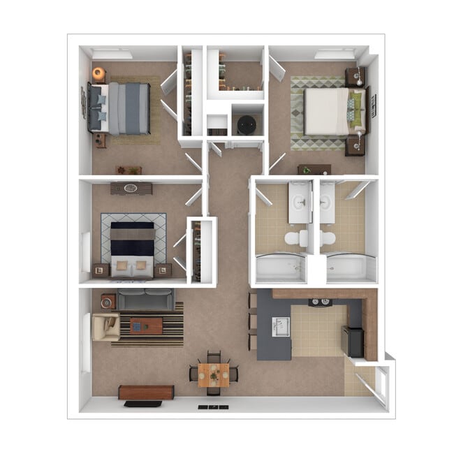 The Springs - 3 Bed, 2 Bath, 1002 sq. ft. - The Springs Apartments