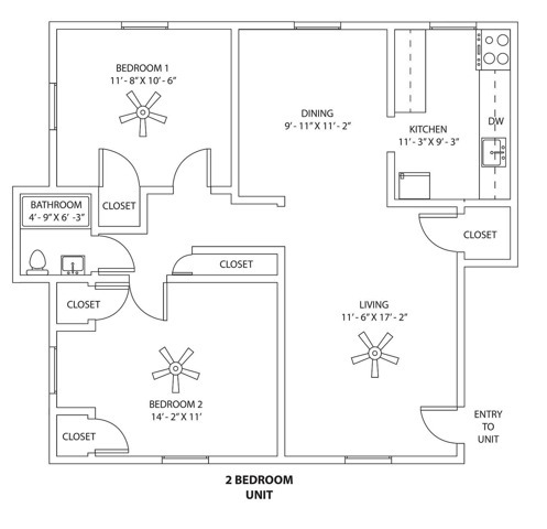 2x1 Floorplan - 6949-6953 Murray Ave