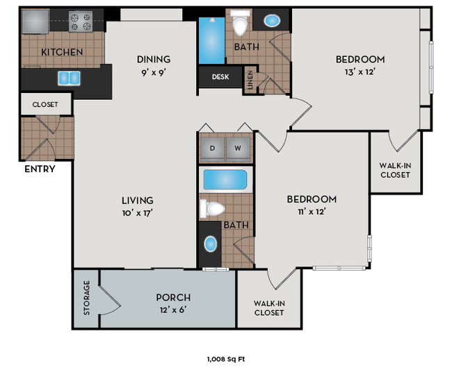 Briarwood floor plan - 1,008 Sq Ft - Highland Crossing and Highland Square