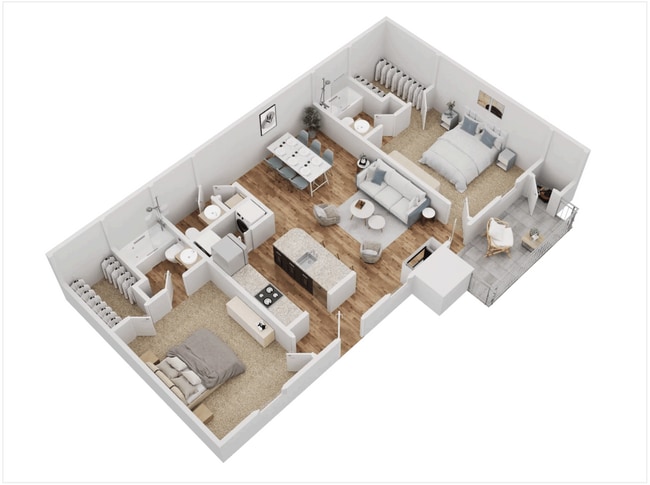 Floor Plan - E1 - 2Bed, 2.5Bath SqFt 964.png - Oak Glen