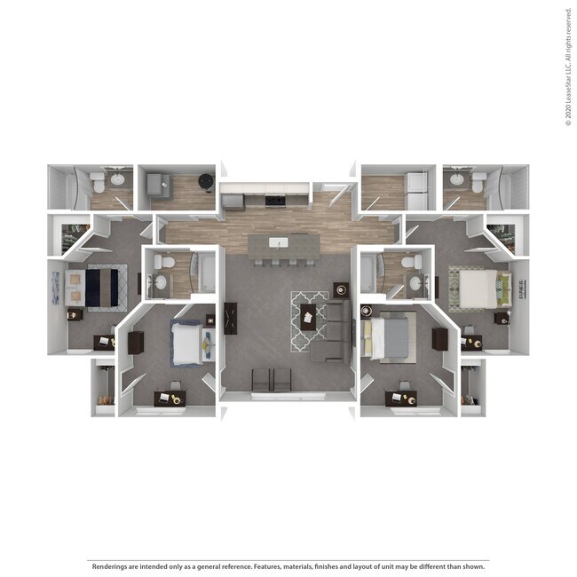 Four Bedroom Floorplan - University Edge | Student Housing