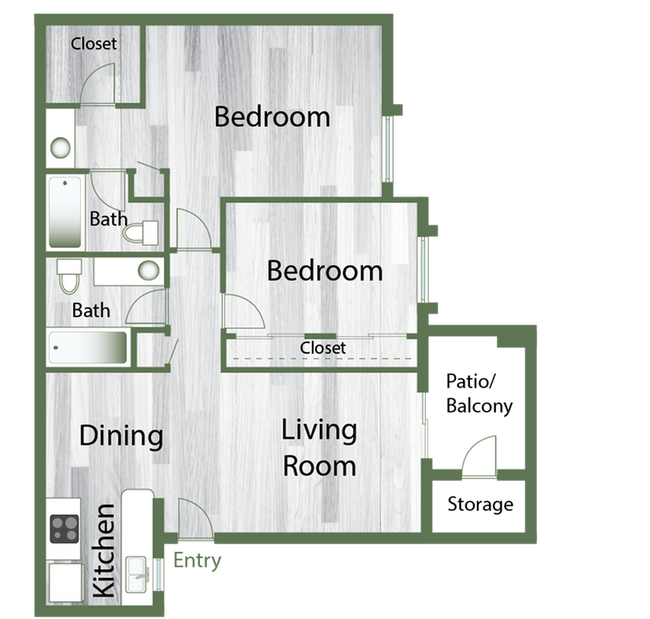 C1 Two Bedroom, Two Bath - Montana on Butler