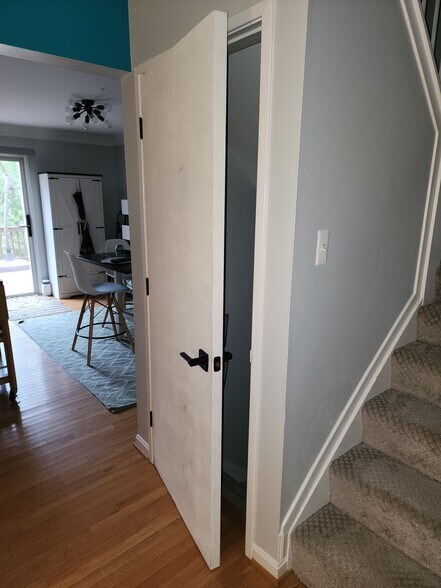 Laundry room entrance, projects use kitchen (upstairs tenants) - 3922 Marquis Pl