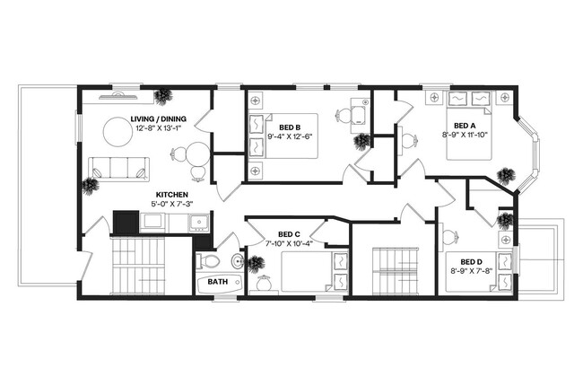 Building Photo - Private bedroom in 4 bed/1.5 bath Home