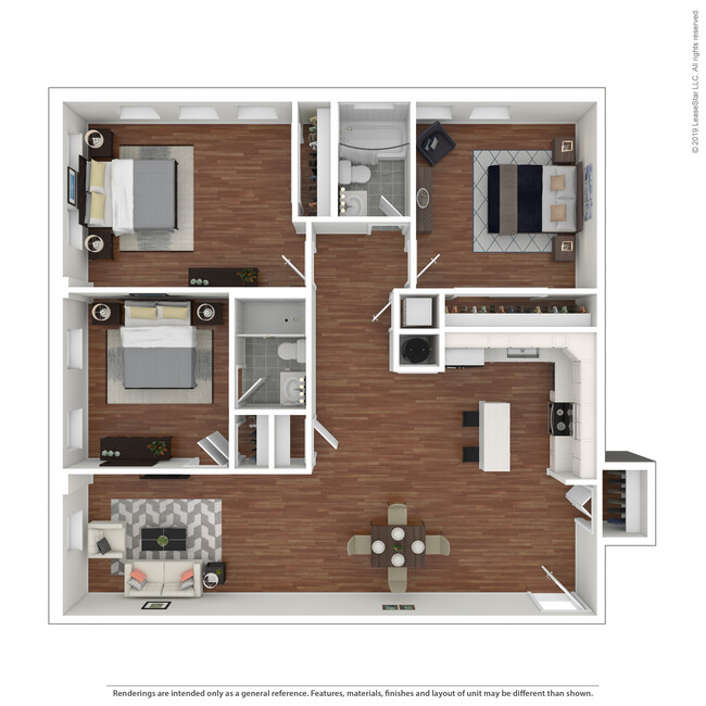 The Chamude: Beds - 3: Baths - 2: SqFt Range - 1350 to 1350 - O'Donnell Apartments