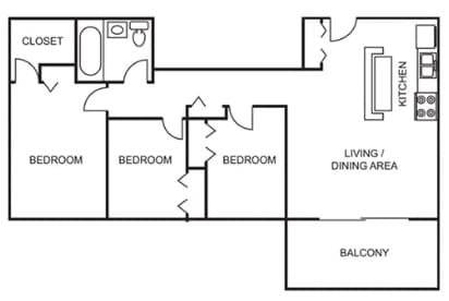 3BR/1BA - Bayview Towers