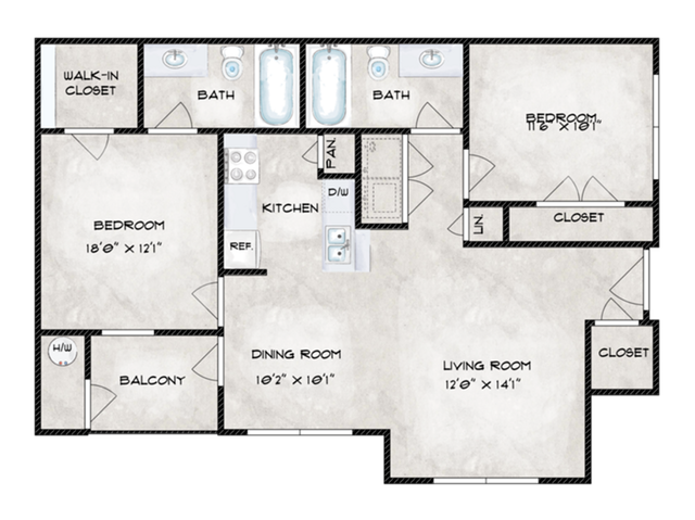 2 Bedroom Floor Plan - Limestone Ridge