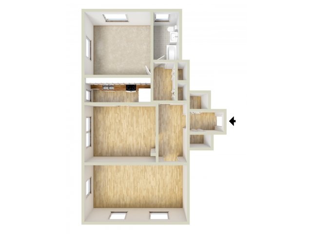 One bedroom floor plan - Gilpin Place Apartments