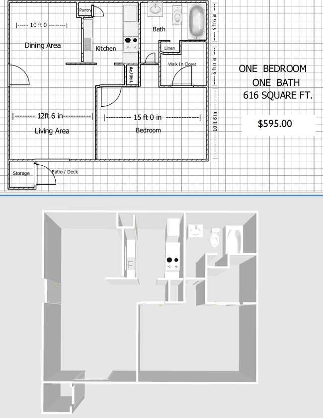 One Bedroom One Bath - Townwood Apartments