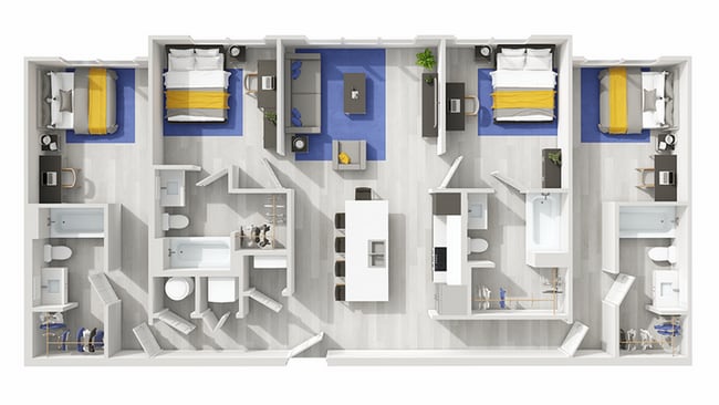 D1: 4BD | 4BA | 1410 SF - Empire Columbia Apartments