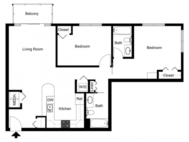 Two Bedroom, Two Bath - Large - 770 Elmwood Apartments