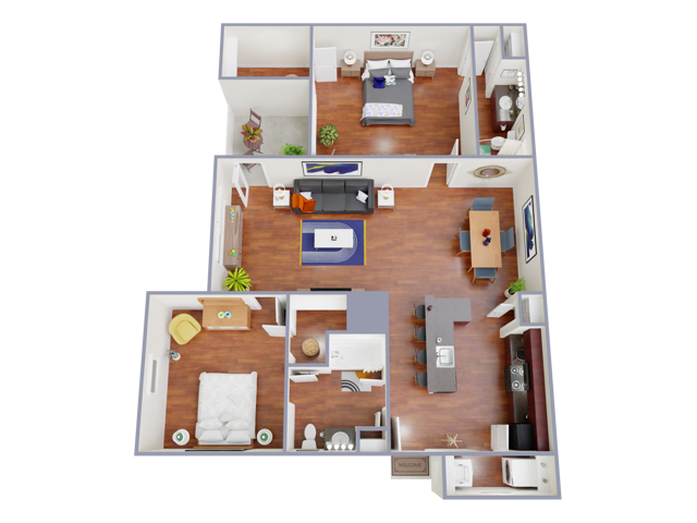 B3140 Floorplan: 2 Bedroom, 2 Bathroom - Island Villa