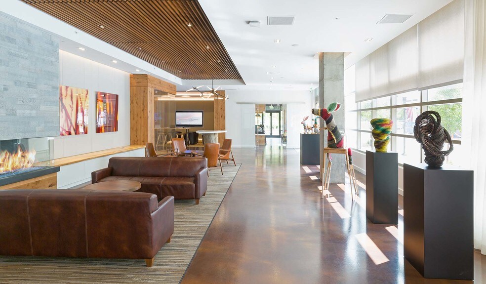 Rotated curated art gallery in lobby area - 21 Fitzsimons