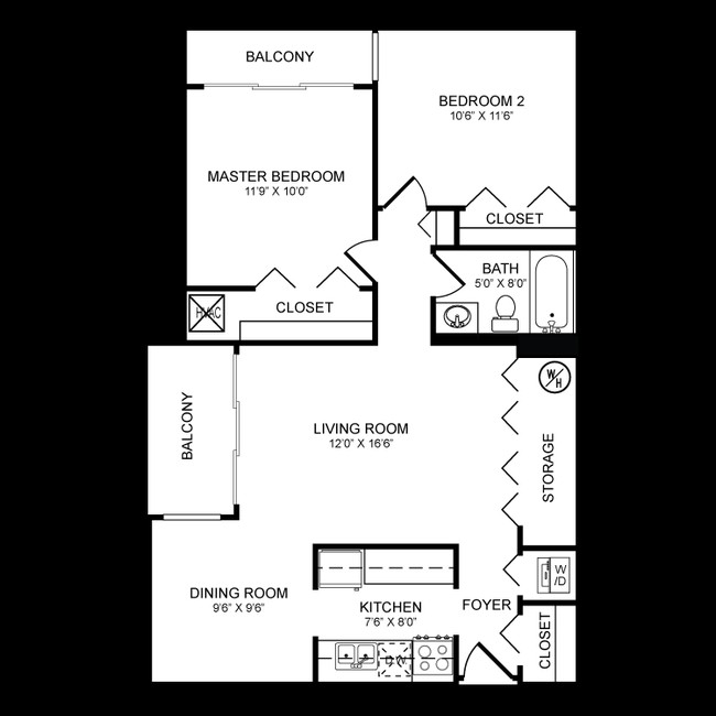 2BR/1BA - Water's Edge Apartments