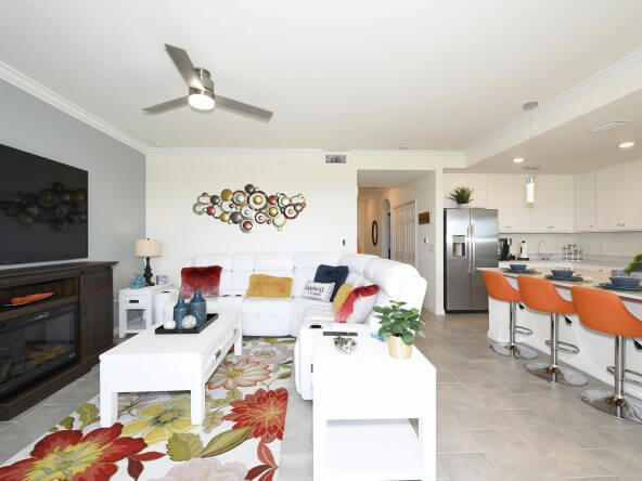 Living Room with Leather Sofa - 17810 Gawthrop Dr