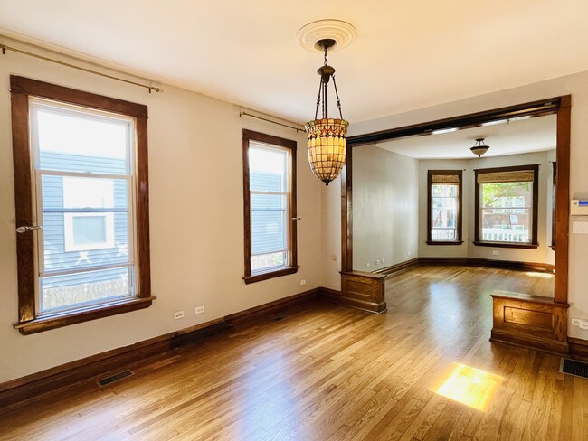 Dining Room with Tiffany chandelier (living room in background) - 4259 N Lawndale Ave