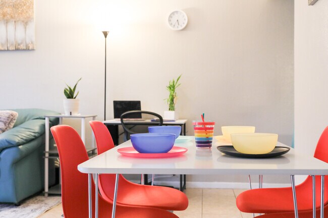 Dishes are large. We have breakables and nonbreakable dishes - 8612 Echo St