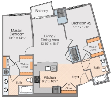 2BR/2BA - The Galaxy Apartments