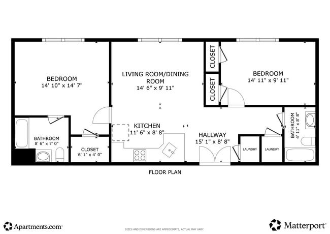 2BR, 2BA - 980SF - 711 Main Ave