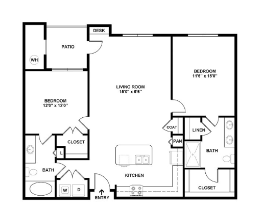 Chautauqua, 2 bed x 2 bath, 1198 sq. ft. - Cortland Broomfield