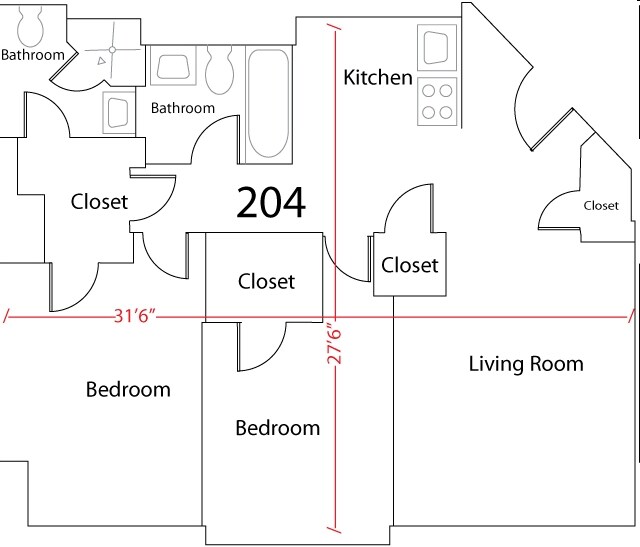 2BR/2BA - The Dakota