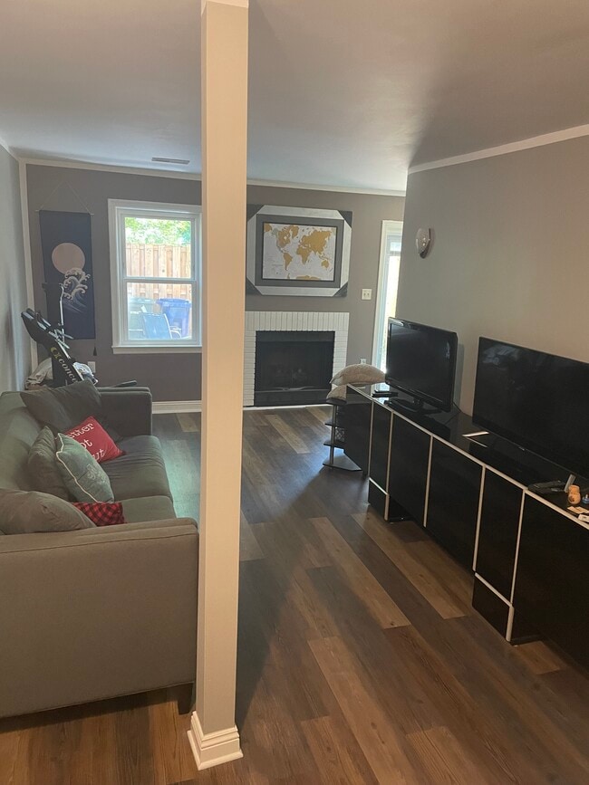 Basement FURNISHED: w/ couch, art, TV, & entertainment center - 3814 Usher Ct