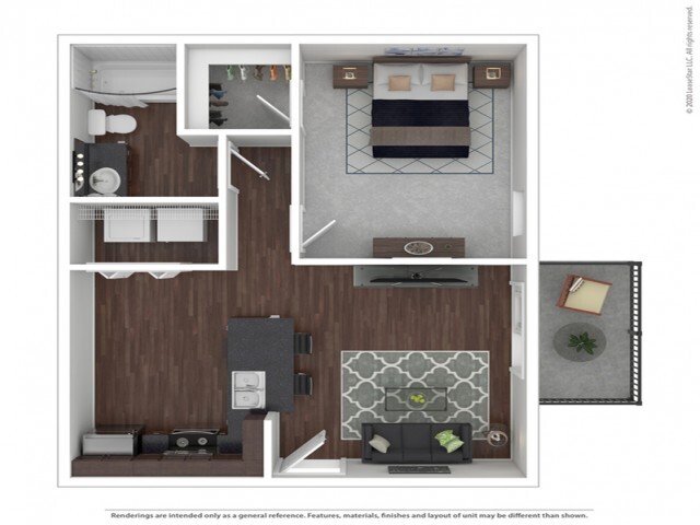 1 bedroom, 1 bathroom, 604 square feet - The Ansley