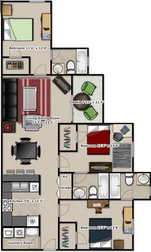 3BR/3BA - Tivoli Apartments