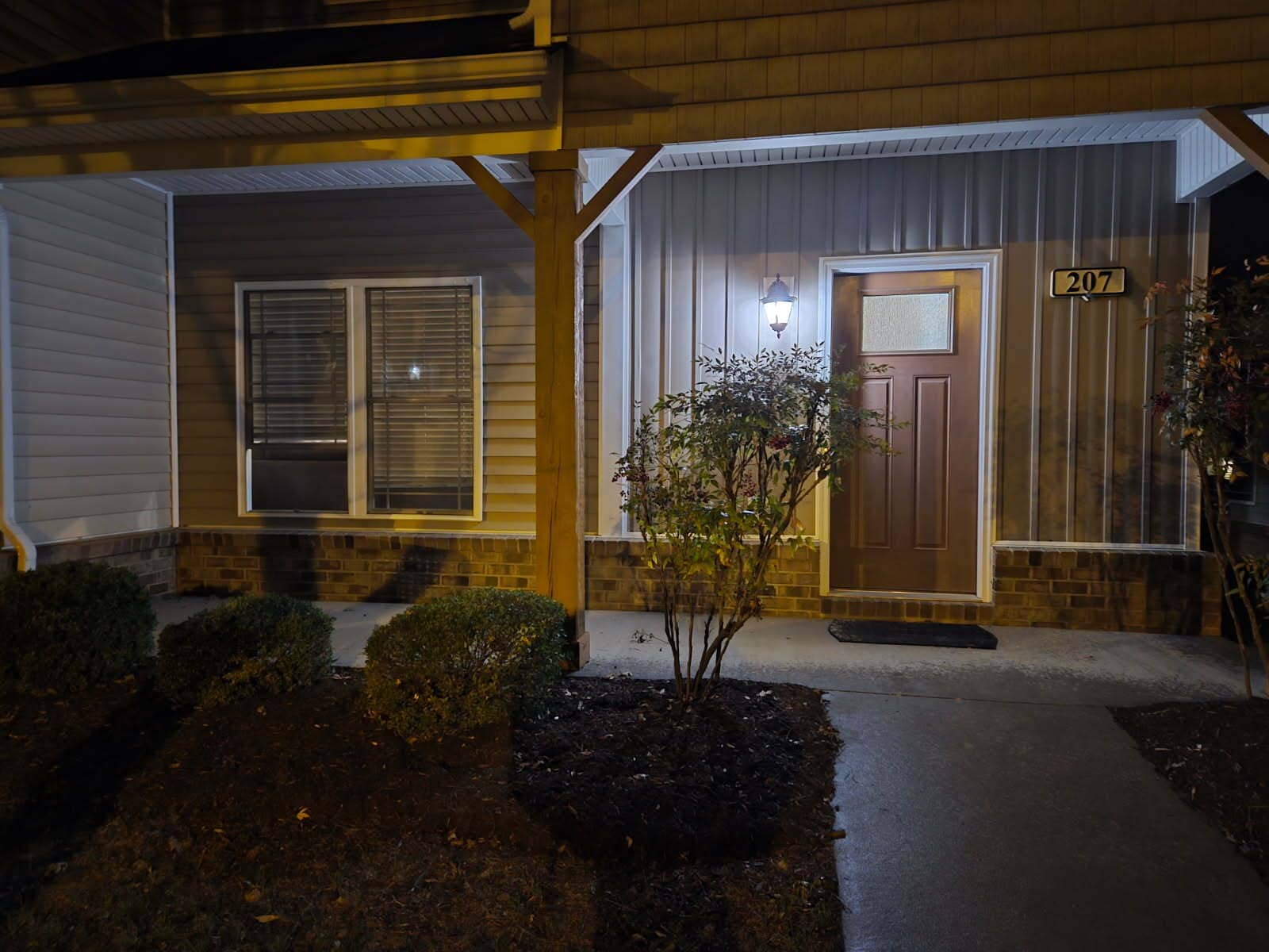 Twilight shot front - 207 Portico St