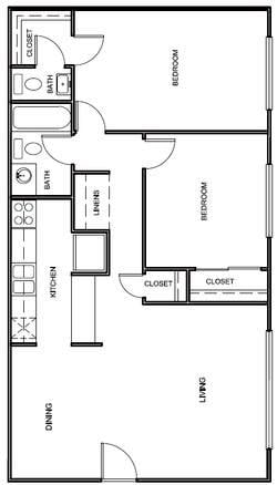 Floor Plan 2BD/1.5BA - Sequoia Ridge