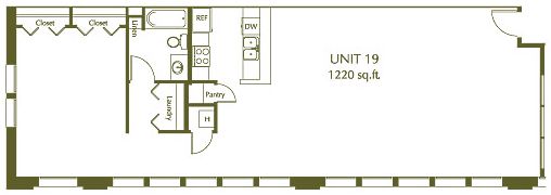1 Bedroom / 1 Bath / 1220 Sq.Ft. - Eleventh Street Lofts