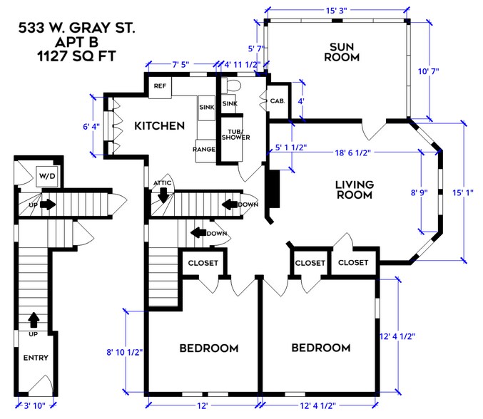 Apartment Layout - 533 W Gray St