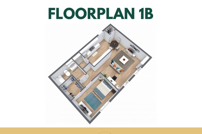 Our sample floor plan 1B - Plum Orchard Apartments